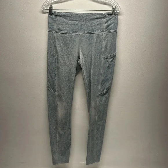 Lululemon Fast and Free Nulux Tight Leggings 25” City Grit White Blue Fog Sz 10 - Picture 1 of 13